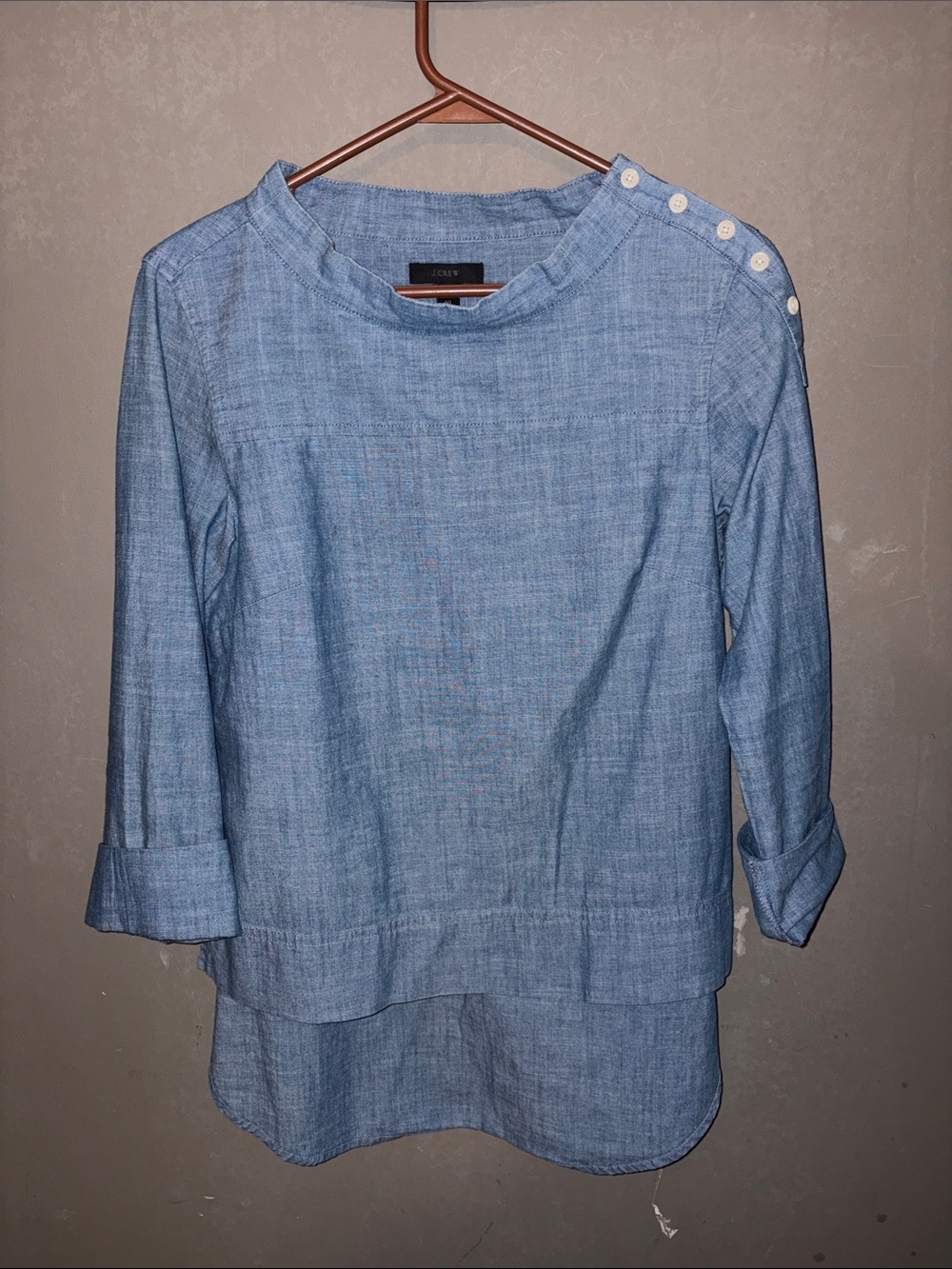 Chico's Chambray Blue Button-Shoulder Tunic